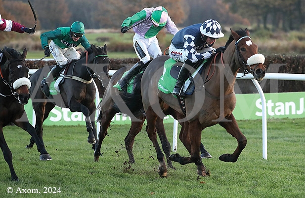 Irving winning the Grade 1 Fighting Fifth Hurdle under Harry Cobden at Newcastle - 26 November 2016